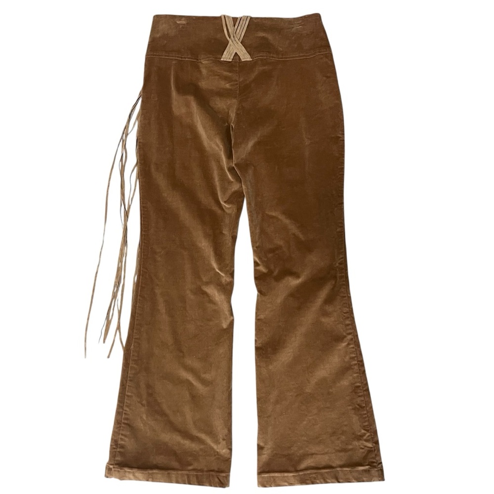 Cache Brown Velvet Flared Pants with Fringe Belt - Picture 6 of 14